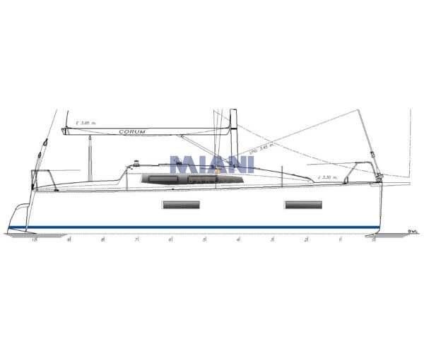 velero Corum 300 SW, modelo con quilla rebatible.